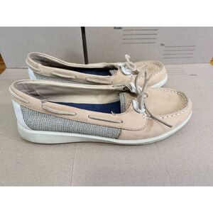 Sperry Leather Womens Boat Shoe Moccasin Size 7 Khaki Tan Slide On Comfort Shoe